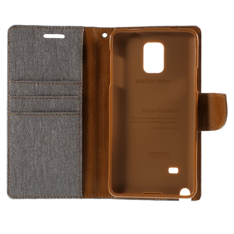 MERCURY GOOSPERY Canvas Leather Cover for Samsung Galaxy Note 4 N910 - Grey-10