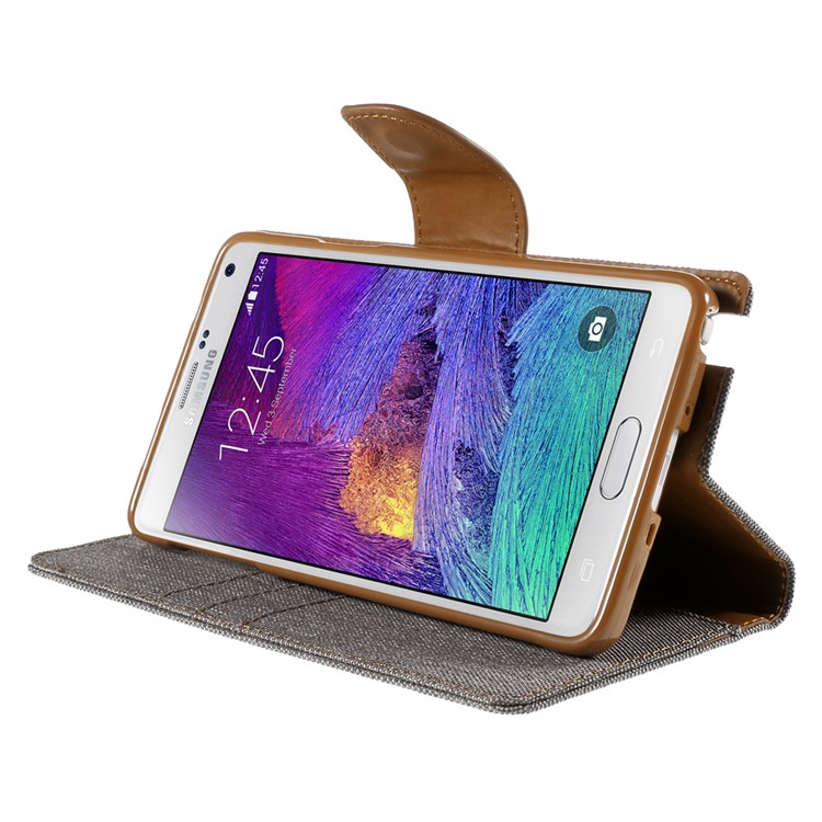 MERCURY GOOSPERY Canvas Leather Cover for Samsung Galaxy Note 4 N910 - Grey-4