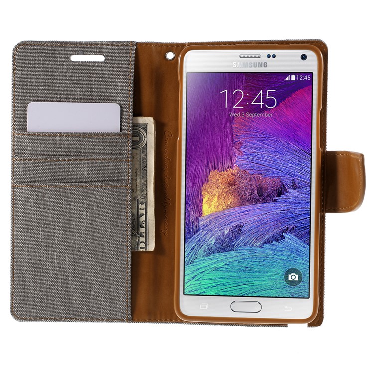 MERCURY GOOSPERY Canvas Leather Cover for Samsung Galaxy Note 4 N910 - Grey-6