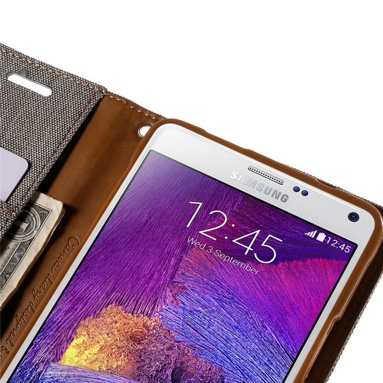MERCURY GOOSPERY Canvas Leather Cover for Samsung Galaxy Note 4 N910 - Grey-7