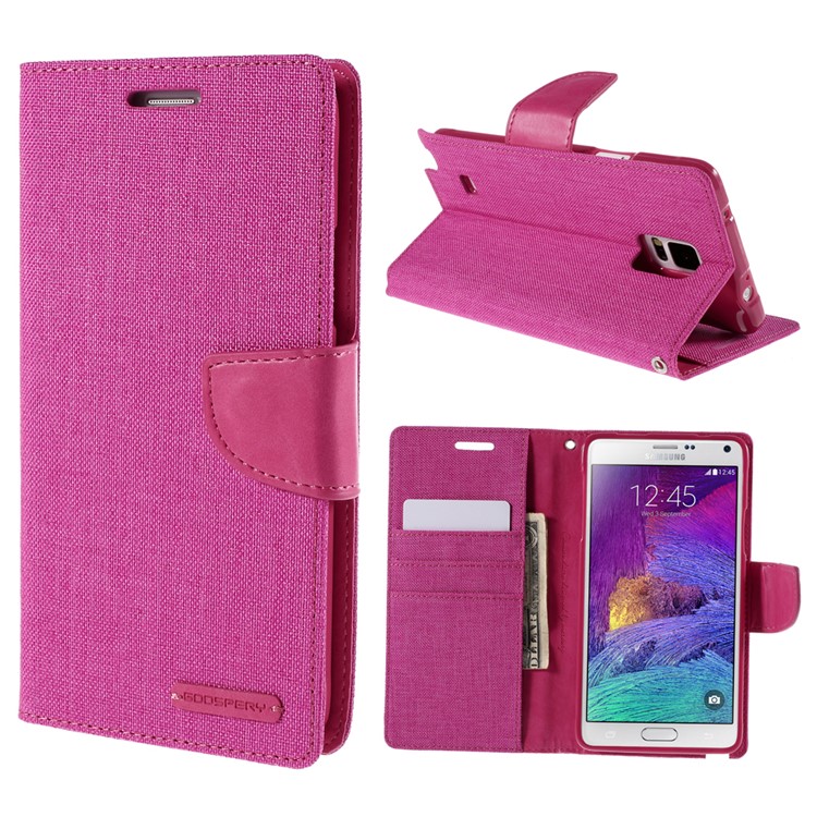 MERCURY GOOSPERY Canvas Flip Leather Case for Samsung Galaxy Note 4 N910 - Rose-1