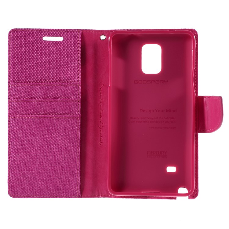 MERCURY GOOSPERY Canvas Flip Leather Case for Samsung Galaxy Note 4 N910 - Rose-10