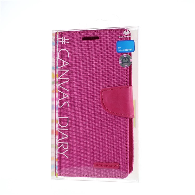 MERCURY GOOSPERY Canvas Flip Leather Case for Samsung Galaxy Note 4 N910 - Rose-11