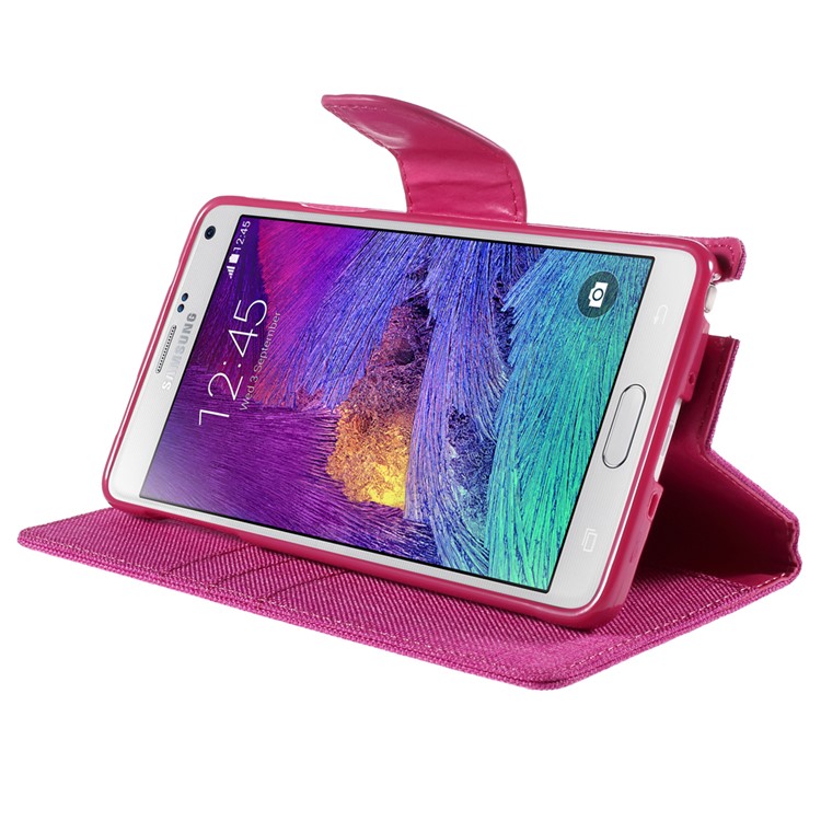 MERCURY GOOSPERY Canvas Flip Leather Case for Samsung Galaxy Note 4 N910 - Rose-4