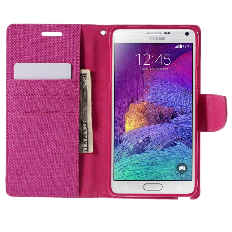 MERCURY GOOSPERY Canvas Flip Leather Case for Samsung Galaxy Note 4 N910 - Rose-6