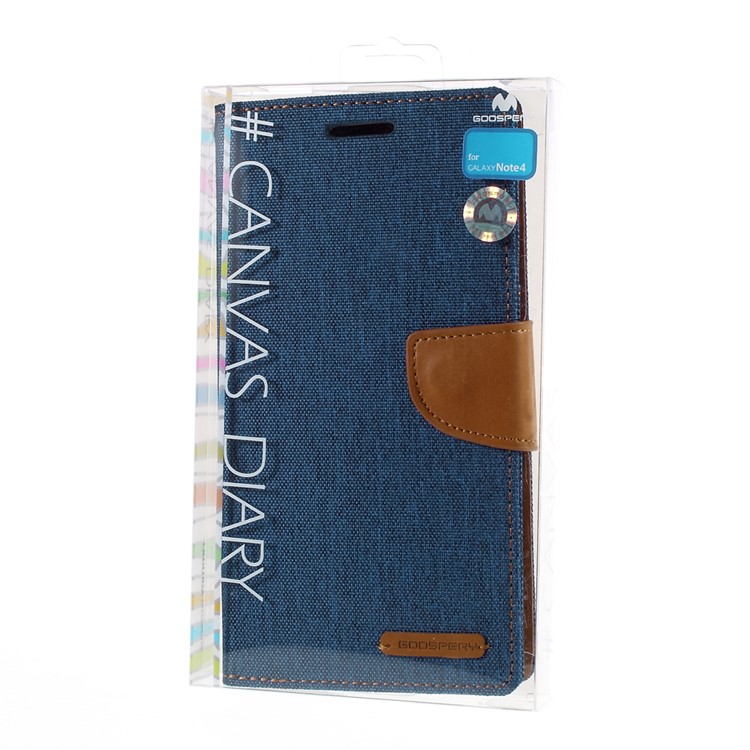 MERCURY GOOSPERY Canvas Leather Case for Samsung Galaxy Note 4 N910 - Baby Blue-11