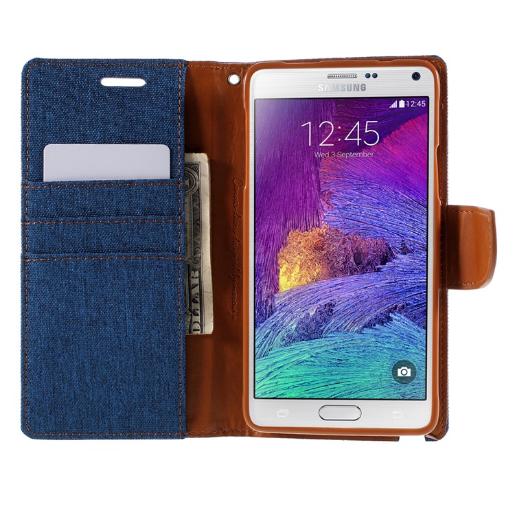 MERCURY GOOSPERY Canvas Leather Case for Samsung Galaxy Note 4 N910 - Baby Blue-6
