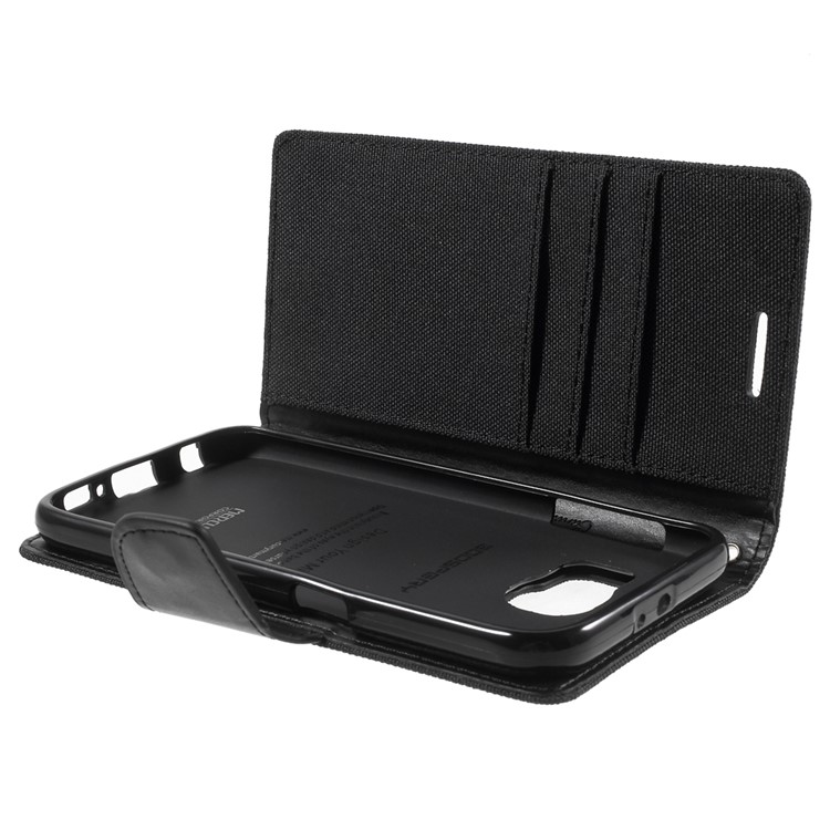 MERCURY GOOSPERY Canvas Wallet Leather Case for Samsung Galaxy S6 G920 - Black-10