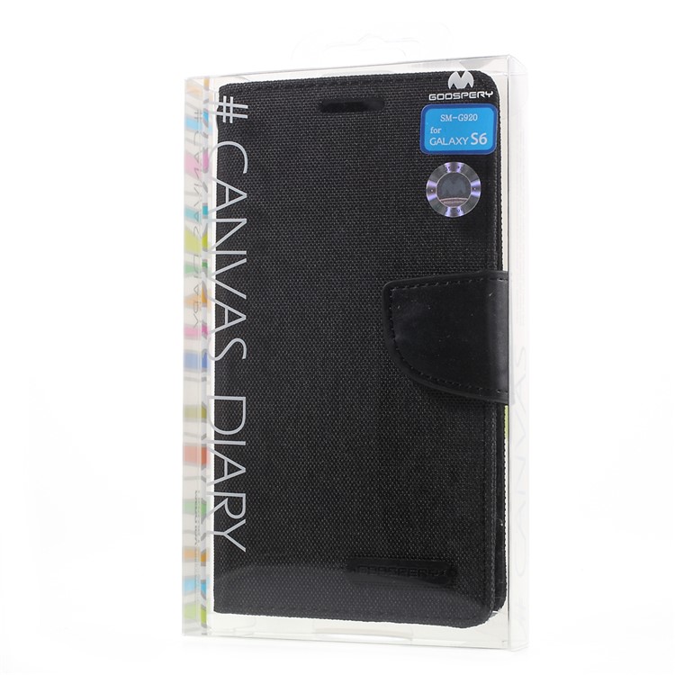 MERCURY GOOSPERY Canvas Wallet Leather Case for Samsung Galaxy S6 G920 - Black-11