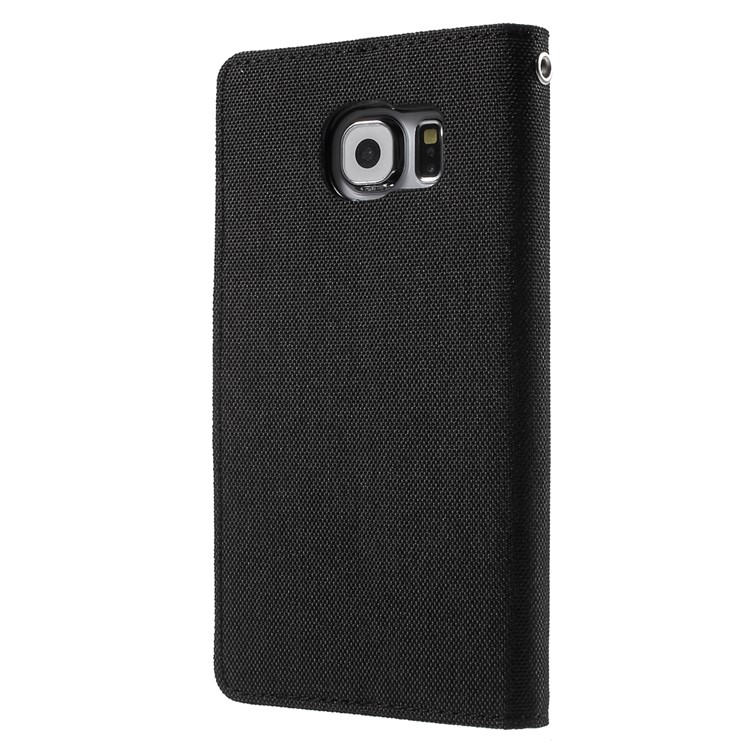 MERCURY GOOSPERY Canvas Wallet Leather Case for Samsung Galaxy S6 G920 - Black-2