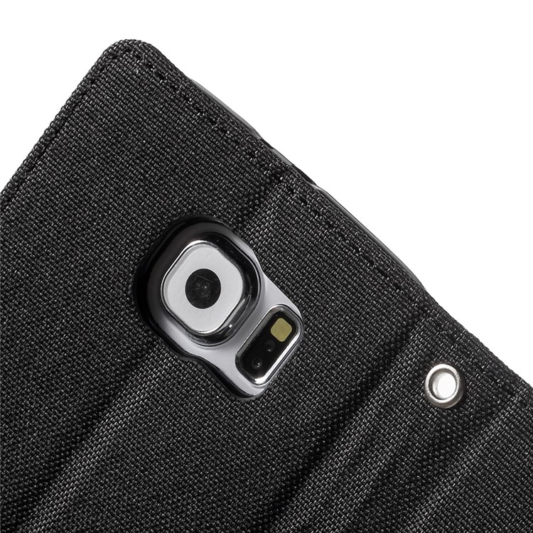 MERCURY GOOSPERY Canvas Wallet Leather Case for Samsung Galaxy S6 G920 - Black-7