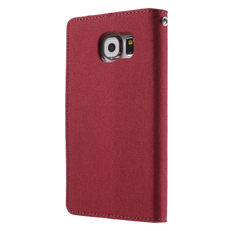 MERCURY GOOSPERY Canvas Wallet Leather Shell for Samsung Galaxy S6 G920 - Red-2