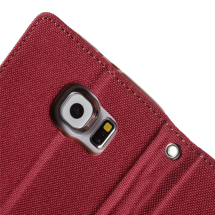 MERCURY GOOSPERY Canvas Wallet Leather Shell for Samsung Galaxy S6 G920 - Red-6