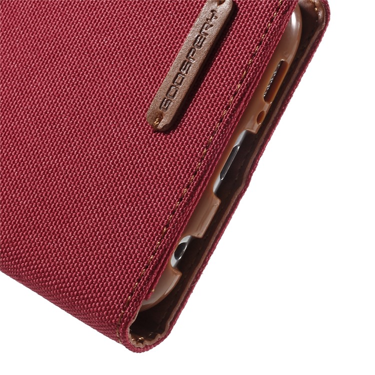 MERCURY GOOSPERY Canvas Wallet Leather Shell for Samsung Galaxy S6 G920 - Red-7