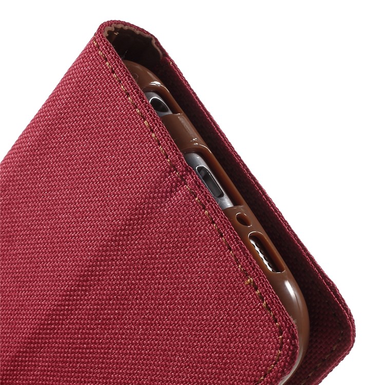 MERCURY GOOSPERY Canvas Wallet Leather Shell for Samsung Galaxy S6 G920 - Red-8