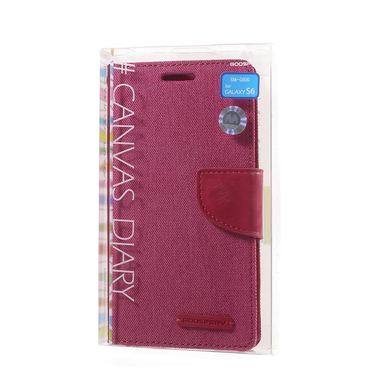 MERCURY GOOSPERY Canvas Flip Leather Shell for Samsung Galaxy S6 G920 - Rose-11