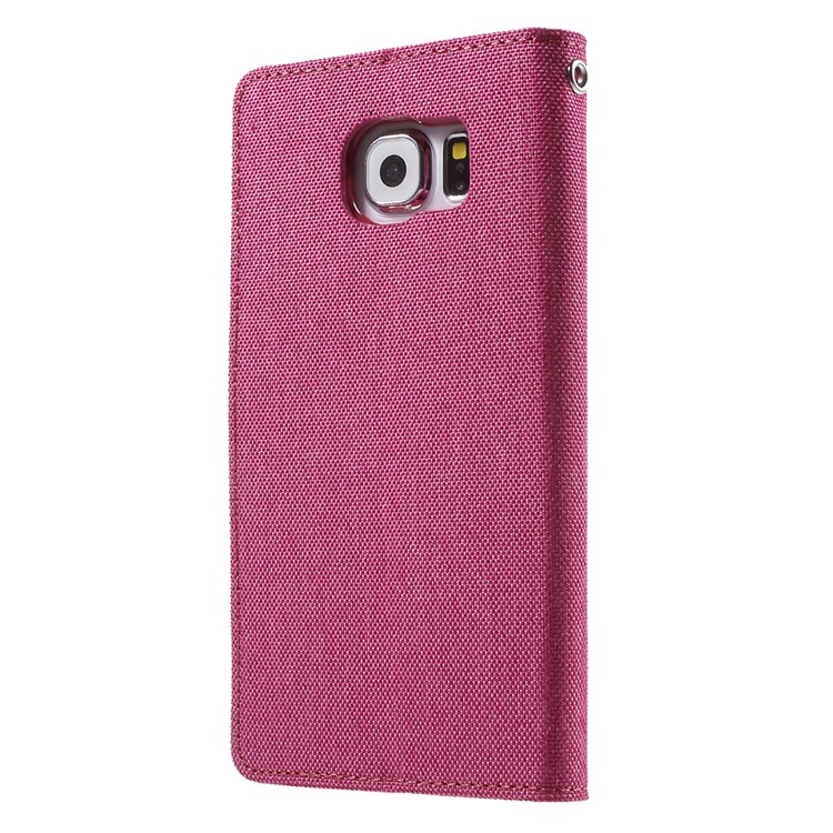 MERCURY GOOSPERY Canvas Flip Leather Shell for Samsung Galaxy S6 G920 - Rose-2