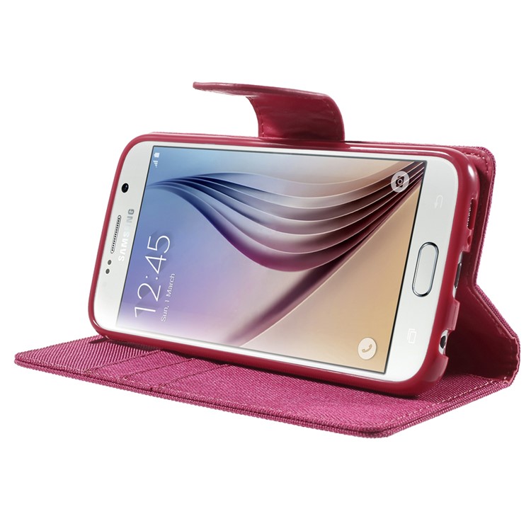 MERCURY GOOSPERY Canvas Flip Leather Shell for Samsung Galaxy S6 G920 - Rose-3