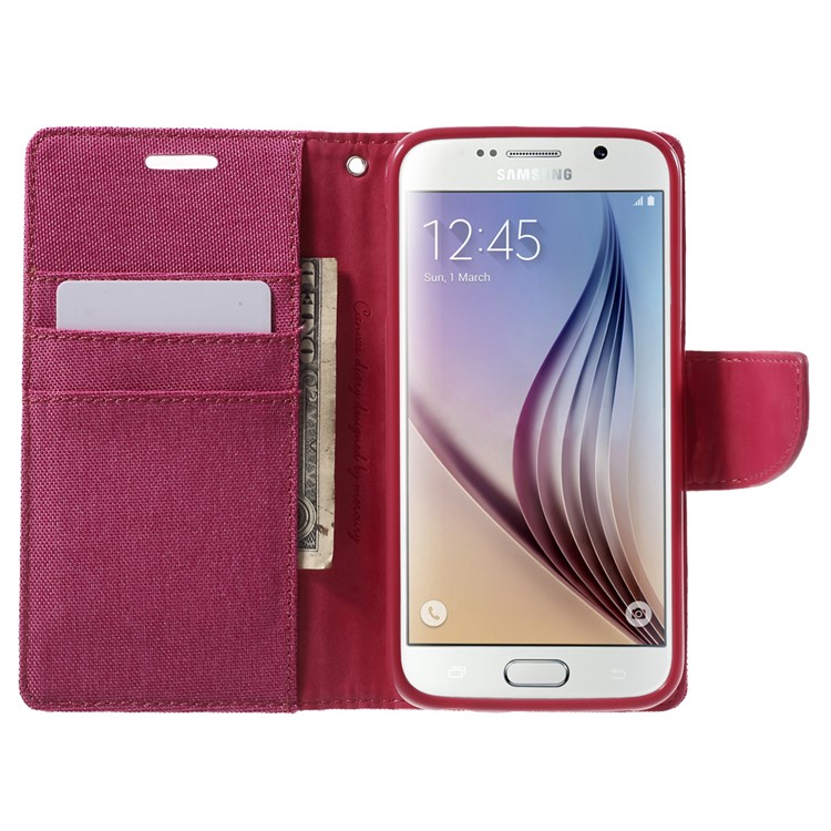 MERCURY GOOSPERY Canvas Flip Leather Shell for Samsung Galaxy S6 G920 - Rose-5