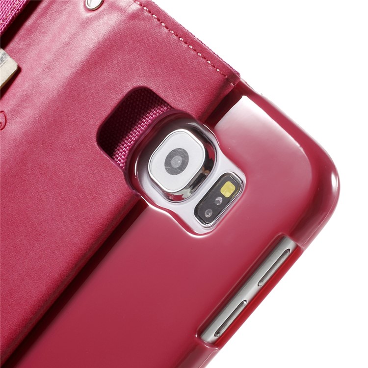 MERCURY GOOSPERY Canvas Flip Leather Shell for Samsung Galaxy S6 G920 - Rose-6