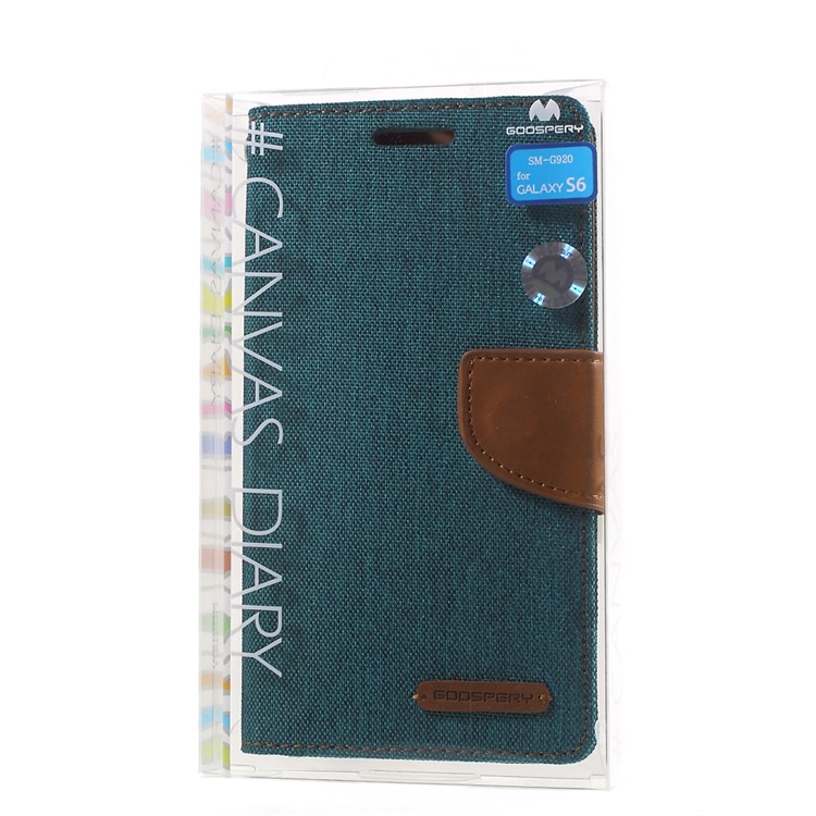 MERCURY GOOSPERY Canvas Leather Phone Case for Samsung Galaxy S6 G920 - Green-10