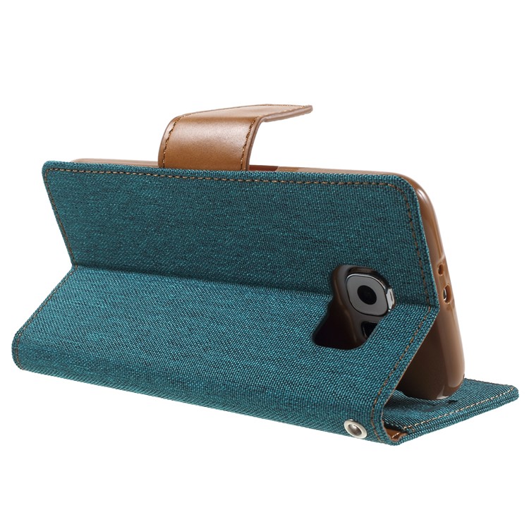 MERCURY GOOSPERY Canvas Leather Phone Case for Samsung Galaxy S6 G920 - Green-4