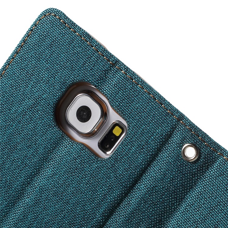 MERCURY GOOSPERY Canvas Leather Phone Case for Samsung Galaxy S6 G920 - Green-6