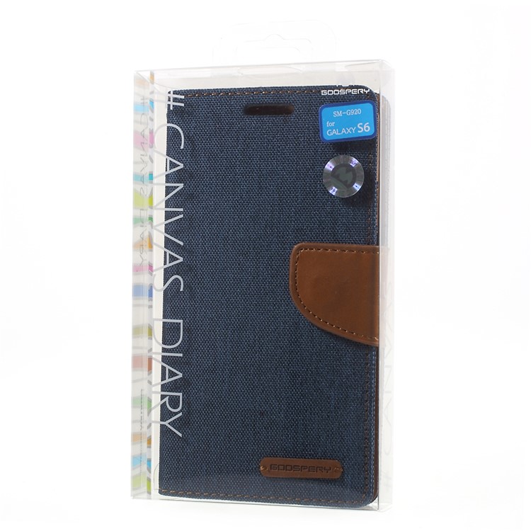 MERCURY GOOSPERY Canvas Wallet Leather Case for Samsung Galaxy S6 G920 - Dark Blue-11