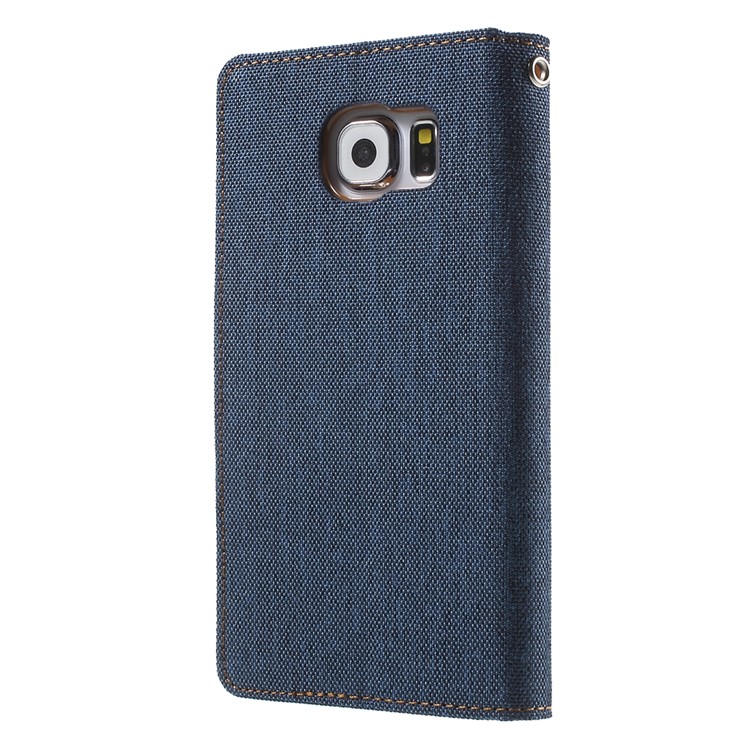 MERCURY GOOSPERY Canvas Wallet Leather Case for Samsung Galaxy S6 G920 - Dark Blue-2