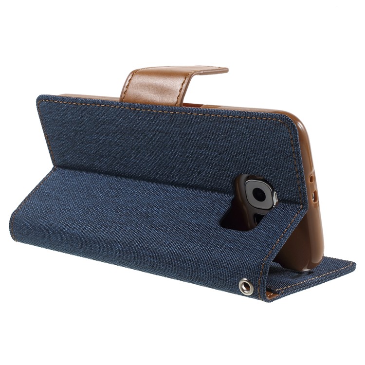 MERCURY GOOSPERY Canvas Wallet Leather Case for Samsung Galaxy S6 G920 - Dark Blue-4
