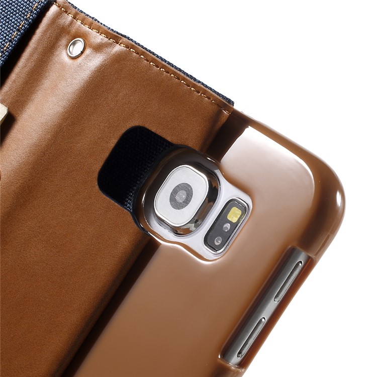 MERCURY GOOSPERY Canvas Wallet Leather Case for Samsung Galaxy S6 G920 - Dark Blue-6