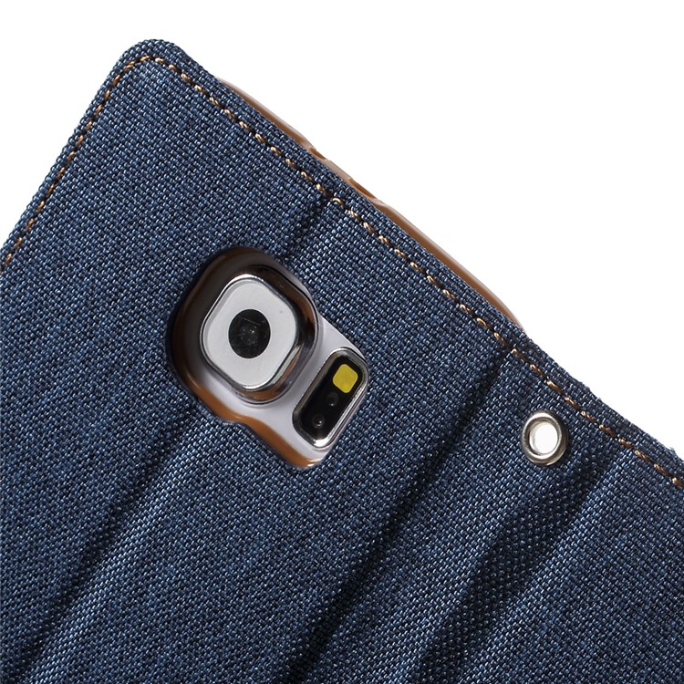 MERCURY GOOSPERY Canvas Wallet Leather Case for Samsung Galaxy S6 G920 - Dark Blue-7