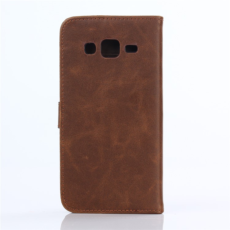 Retro Style Leather Cover with Wallet Slots for Samsung Galaxy J5 SM-J500F - Coffee-2