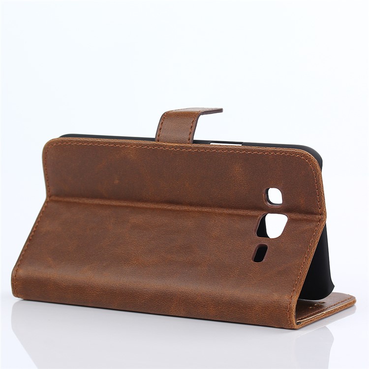 Retro Style Leather Cover with Wallet Slots for Samsung Galaxy J5 SM-J500F - Coffee-5