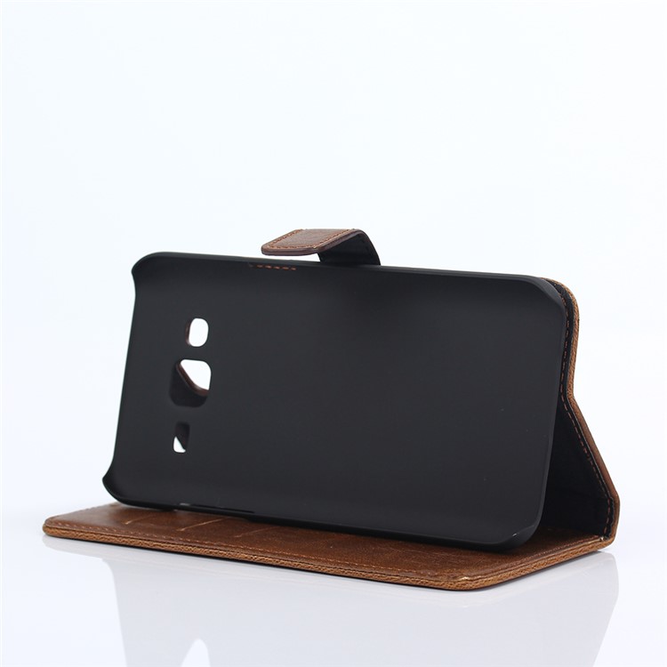 Retro Style Leather Cover with Wallet Slots for Samsung Galaxy J5 SM-J500F - Coffee-6