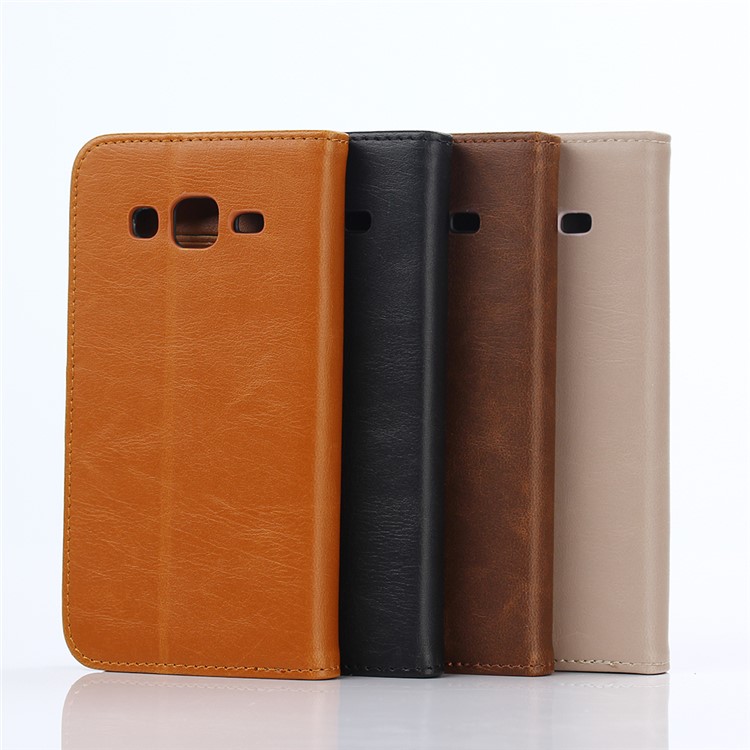 Retro Style Leather Cover with Wallet Slots for Samsung Galaxy J5 SM-J500F - Coffee-8