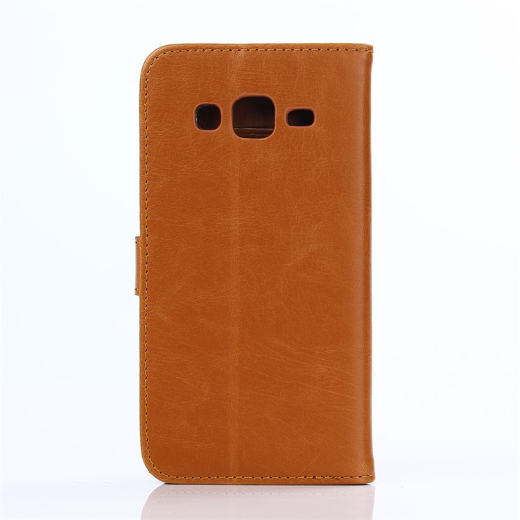 Retro Style Leather Case Stand Card Holder for Samsung Galaxy J5 SM-J500F - Brown-2