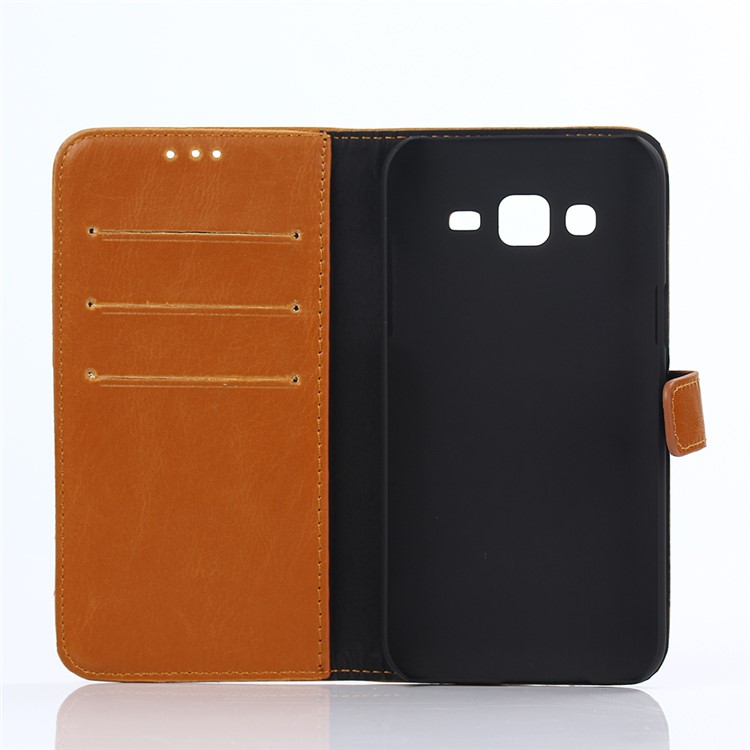 Retro Style Leather Case Stand Card Holder for Samsung Galaxy J5 SM-J500F - Brown-3