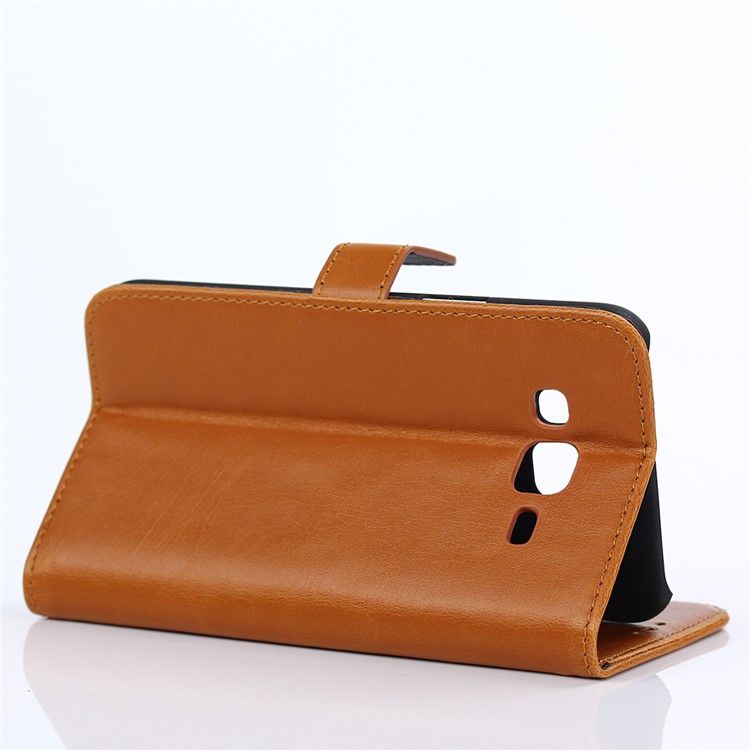 Retro Style Leather Case Stand Card Holder for Samsung Galaxy J5 SM-J500F - Brown-4