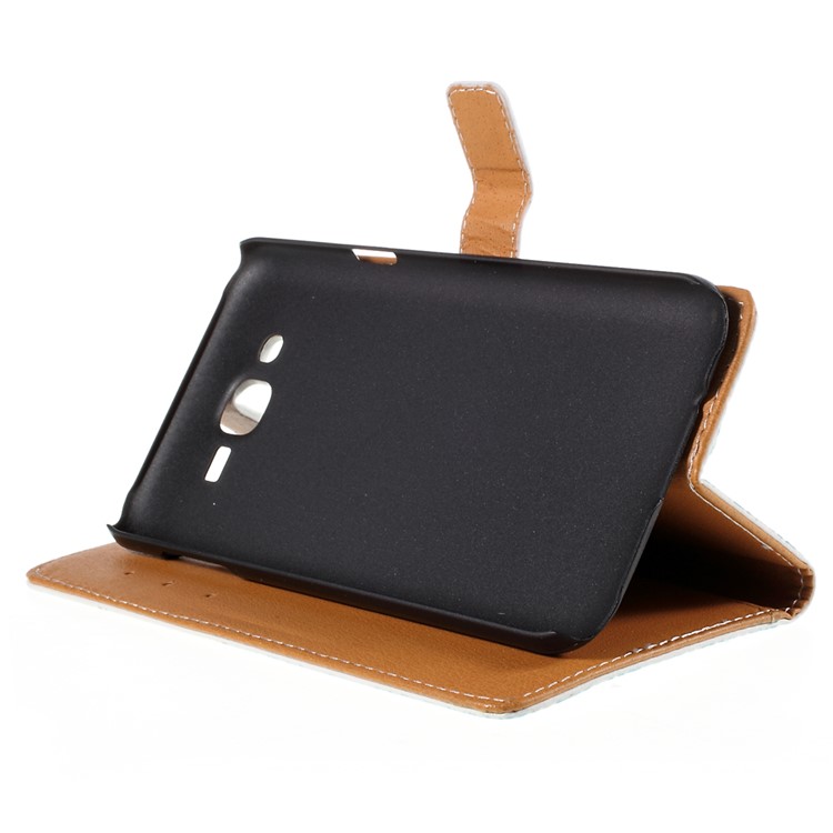 Wallet Leather Case for Samsung Galaxy J7 SM-J700F with Stand - Flower-4