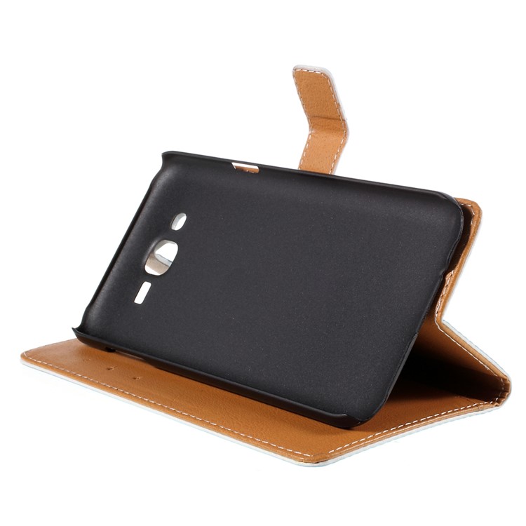 Wallet Leather Case for Samsung Galaxy J7 SM-J700F with Stand - Blue Butterfly-4