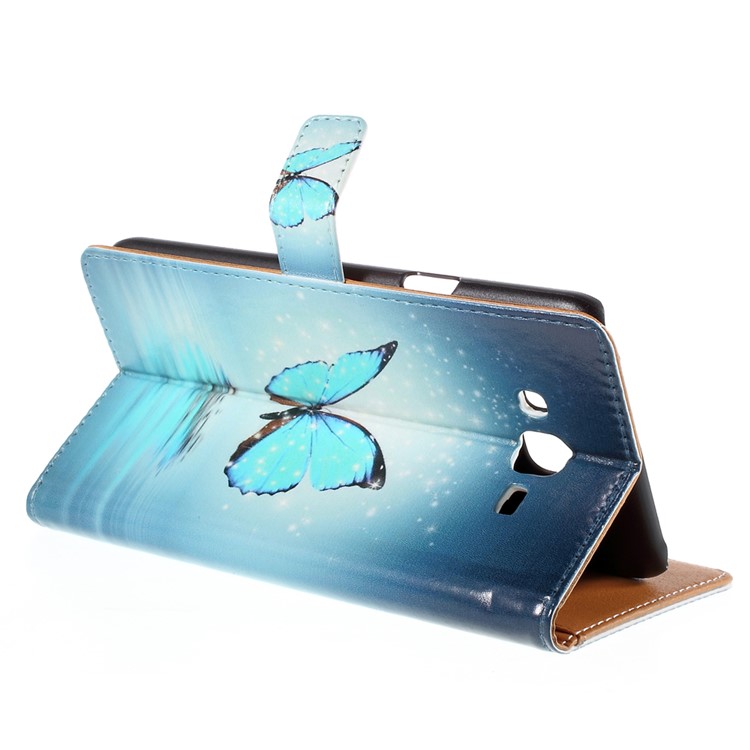 Wallet Leather Case for Samsung Galaxy J7 SM-J700F with Stand - Blue Butterfly-5