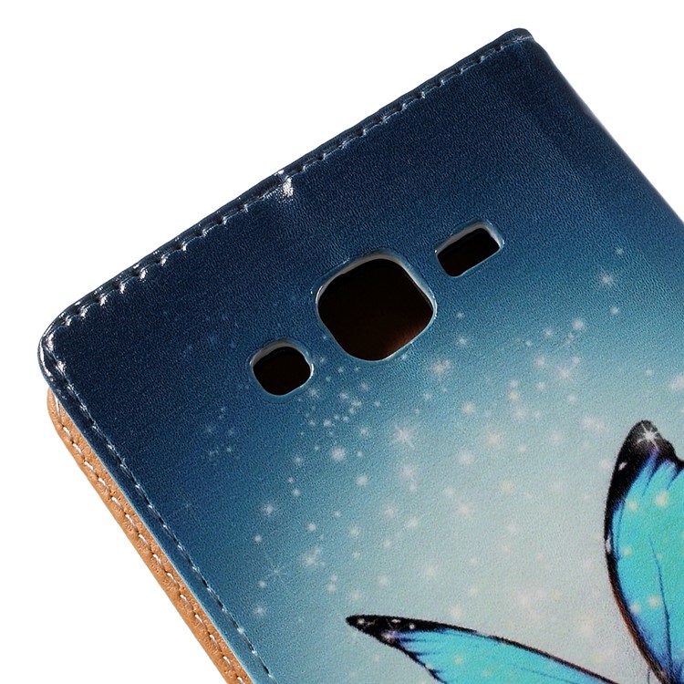 Wallet Leather Case for Samsung Galaxy J7 SM-J700F with Stand - Blue Butterfly-9