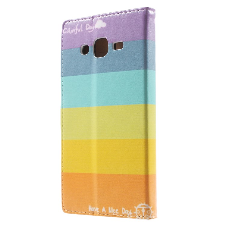 Wallet Leather Cover for Samsung Galaxy J5 SM-J500F with Stand - Rainbow Stripes-2