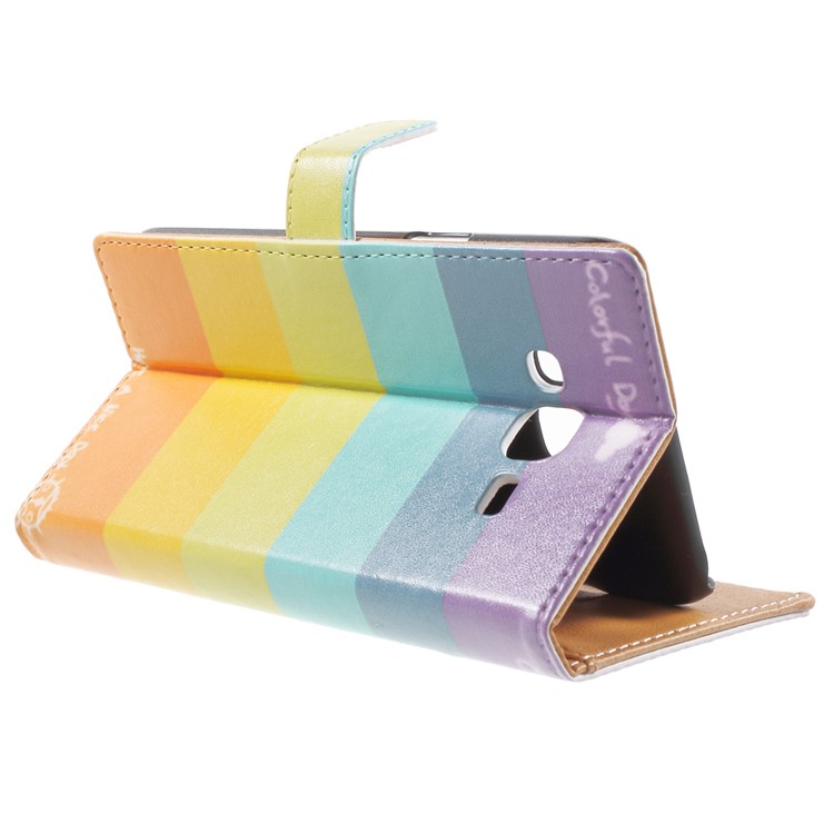 Wallet Leather Cover for Samsung Galaxy J5 SM-J500F with Stand - Rainbow Stripes-3