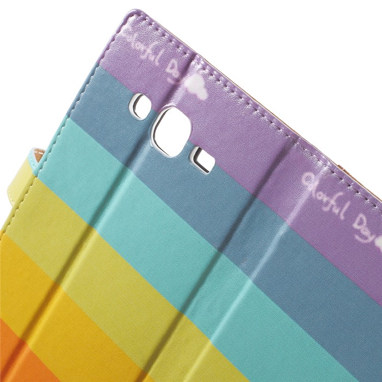 Wallet Leather Cover for Samsung Galaxy J5 SM-J500F with Stand - Rainbow Stripes-5