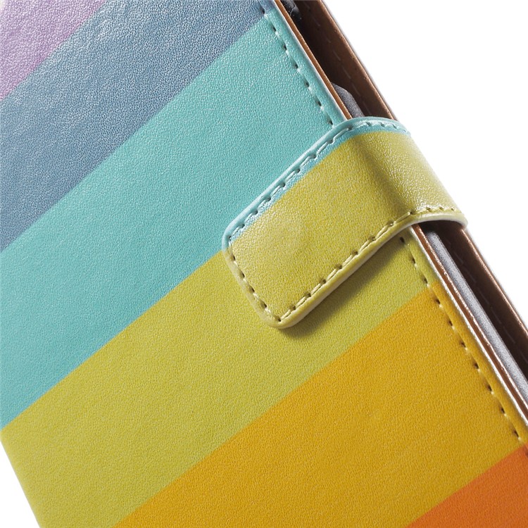 Wallet Leather Cover for Samsung Galaxy J5 SM-J500F with Stand - Rainbow Stripes-6