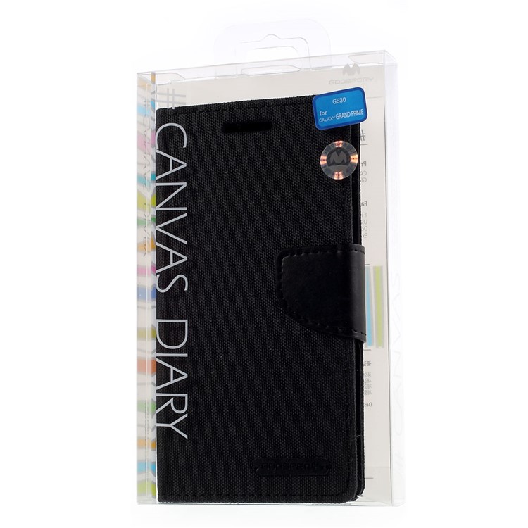 MERCURY GOOSPERY Canvas Leather Case for Samsung Galaxy Grand Prime SM-G530H - Black-11