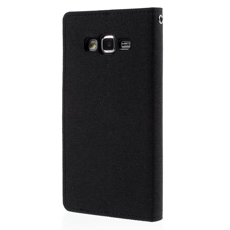 MERCURY GOOSPERY Canvas Leather Case for Samsung Galaxy Grand Prime SM-G530H - Black-2