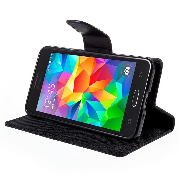 MERCURY GOOSPERY Canvas Leather Case for Samsung Galaxy Grand Prime SM-G530H - Black-4